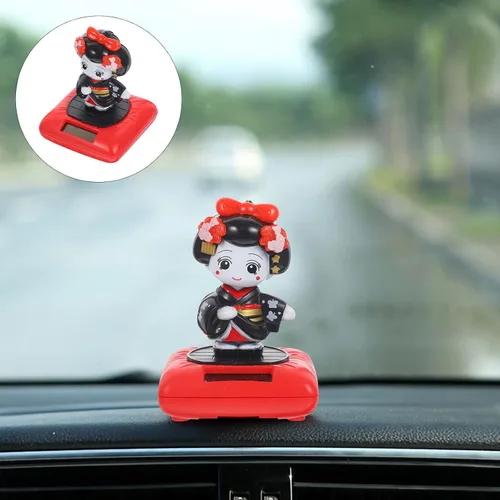 Vista 2 de Kimono solar bailarines kimono niña escultura tablero bailando coche alimentado por energía solar muñeca japonesa figura figura adorno