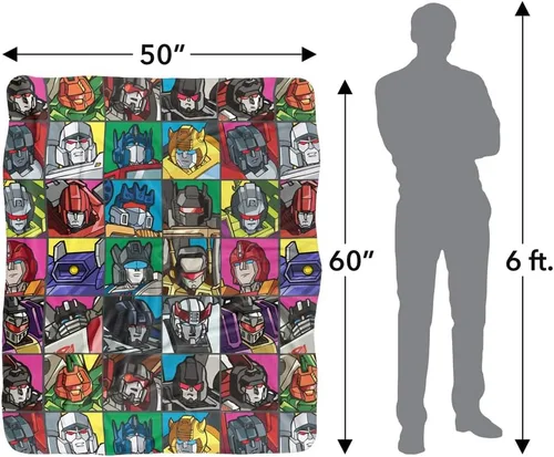 Vista 5 de Transformers Transformers Squares Silky Touch Sherpa Back Manta súper suave