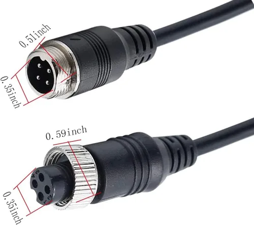 Vista 7 de Cable de extensión de video de aviación de 4 pines de 10 pies/3M para cámaras de visión trasera CCTV y monitores de respaldo de vehículos