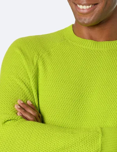 Vista 3 de Tienda Essentials Suéter de cuello redondo de gran tamaño para hombre, texturizado, algodón