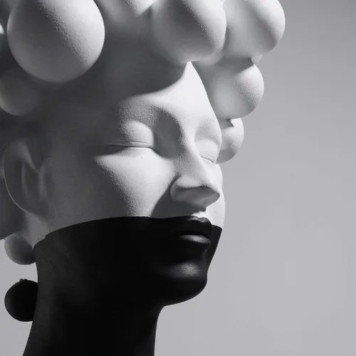 Vista 6 de Feng Chino Shui Estatua Escultura Personaje Decoración Abstracto Mujer Cara Arte Escultura Creativa Resina Meditación Humana Estatua Grande