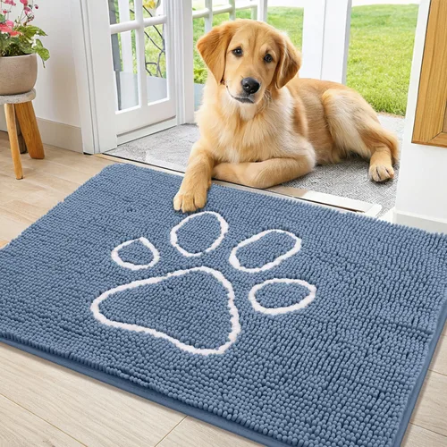 Vista 121 de Smiry Tapete para puerta de perro para patas fangosas, absorbente y Gris y negro