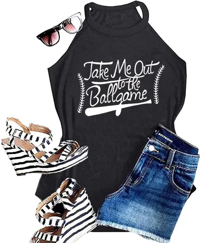 Vista 9 de Camiseta de béisbol para mujer, camiseta sin mangas con espalda cruzada para mujer, camiseta de béisbol para mamá, chaleco de verano, camiseta gris