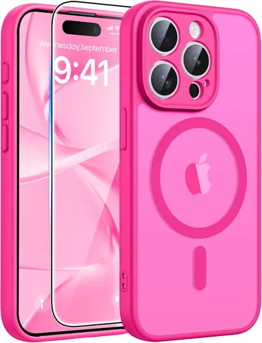 Vista 345 de FNTCASE - Funda para iPhone 16 Pro: magnética, mate, translúcida, de grado militar, protectora contra caídas, resistente, fina, duradera y a prueba