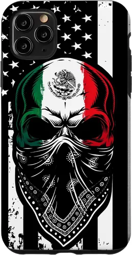 Vista 13 de Funda vintage para iPhone 17 con diseño de calavera mexicana de Estados Unidos y bandera mexicana del 4 de julio