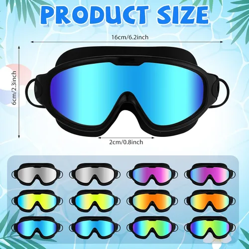 Vista 2 de Sabary Paquete de 12 gafas de natación a granel para adultos, visión amplia, sin fugas, antiniebla, gafas de natación con tapones para los oídos