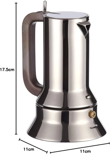 Vista 7 de Alessi 9090/3 - Design Stovetop Espresso Cafetera de acero inoxidable 18/10, pulido con espejo, 3 tazas