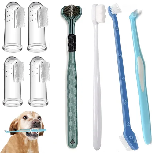 Vista 9 de Cepillo de dientes para perro, cepillos de dientes de 360 grados, cepillos de dientes de triple cabeza, cepillo de dientes de doble cabeza, cepillos