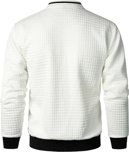 Vista 4 de HOOD CREW Chaquetas casuales ligeras para hombre, chaqueta de bombardero universitario con cremallera
