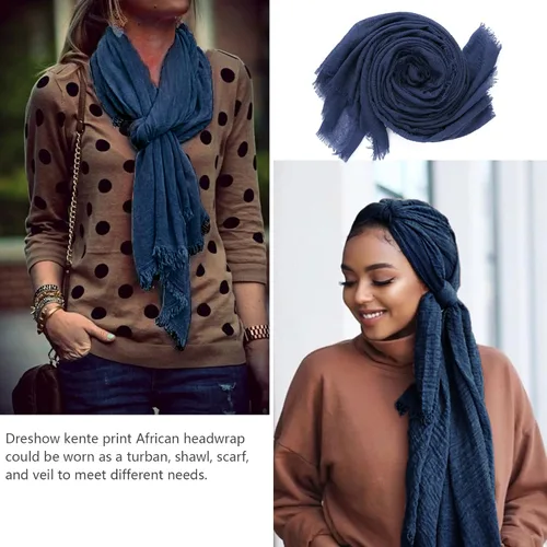 Vista 4 de DRESHOW Turbante para mujeres africanas, bufanda de pelo largo, chal hiyab para la cabeza, accesorios para el cabello