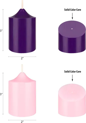 Vista 3 de Mega Candles Juego de 4 piezas de velas de Adviento de Navidad sin perfume, vertidas a mano de cera premium con parte superior en forma de campana