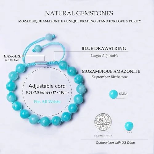 Vista 4 de HASKARE Valentines Day Gifts for Her Real Crystal Bracelet for Women, Unique Handmade Jewelry Gift for Girlfriend, Premium Gemstone Birthstone Beads