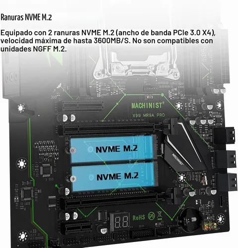 Vista 4 de MACHINIST Placa base ATX LGA 2011-V3, placa base para juegos X99 con tarjeta de auto-comprobación