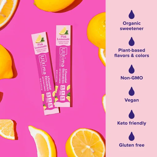 Vista 4 de Ultima Replenisher Pink Lemonade - Paquetes de electrolitos, 20 paquetes de barras