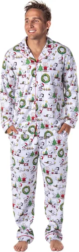 Vista 2 de INTIMO Peanuts Charlie Brown Snoopy Button Sleep Family - Conjunto de pijama navideño