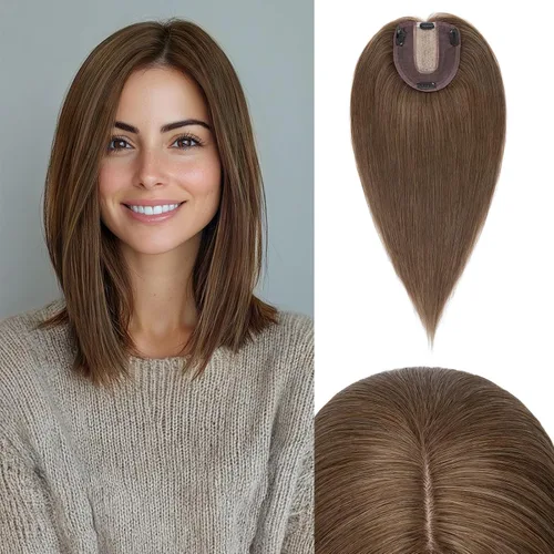 Vista 161 de Rich Choices Pelucas con topper de cabello para mujeres, cabello humano real 100% Remy, sin flequillo, para mujeres con adelgazamiento en la parte