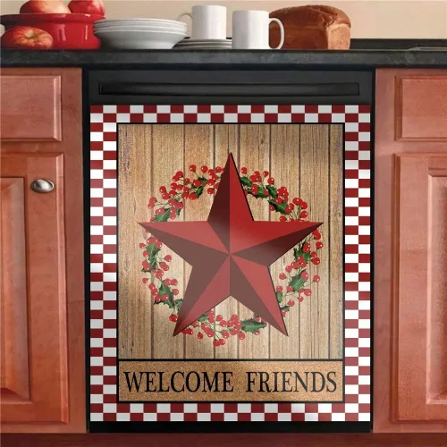 Vista 8 de Prim Barn Star - Adhesivo para lavavajillas, cubierta de madera de campo, cubierta de calcomanía decorativa de cocina con corona de sol, cubierta