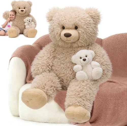 Vista 9 de MorisMos Oso de Peluche Gigante Animal de Peluche con Osos Bebé, 35.4'' Oso Grande de Peluche Mamá, 3 Pequeños Osos de Peluche Animales de Peluche a