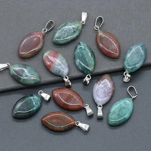 Vista 8 de LHJ 20 colgantes de piedra natural con forma de marquesa de cristal de ágata de chakra para hacer joyas, collares, aretes