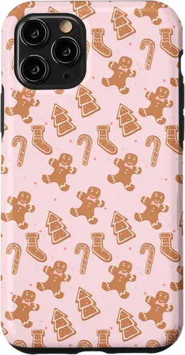 Vista 29 de iPhone 16 Pink Gingerbread Cookie Christmas with Polka Dots Case