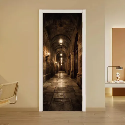 Vista 19 de arricraft 2 piezas de pegatinas adhesivas para puerta, 31.5"x78.7" adhesivos de pared 3D con patrón de cascadas de cuevas, vinilo para puertas