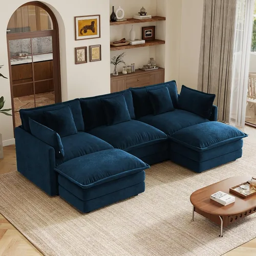 Vista 28 de mikibama Sofá modular seccional, juego de sofá en forma de L de 70.8 pulgadas para sala de estar, sofá biplaza, cómodos sofás de nube con otomana