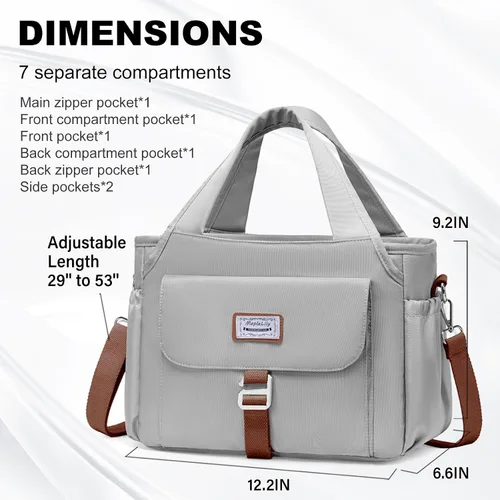 Vista 6 de MAPLELILY Bolsa de almuerzo para hombres y mujeres, bolsa de almuerzo aislada para el trabajo, lonchera para mujeres, bolsas enfriadoras grandes a