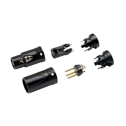 Vista 2 de MKFAUDIO - Conectores XLR de perfil bajo poco profundo para bricolaje, 3 pines, 90 grados, L, ángulo recto, ajustable, XLR hembra con llave