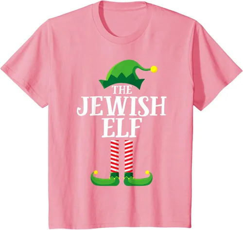 Vista 32 de Playera de pijama para fiesta de Navidad, grupo familiar a juego con elfo judío