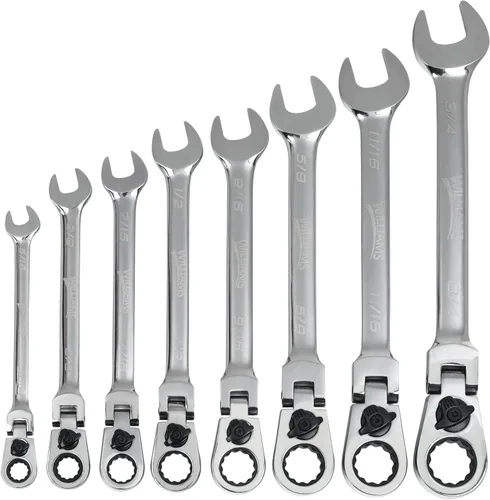 Vista 9 de Williams JHW1210RCF Llave combinada SAE reversible de cabeza flexible de 12 puntos, con acabado cromado pulido - 5/16 pulgadas
