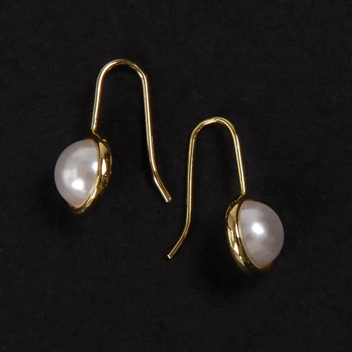 Vista 7 de Humble Chic Aretes colgantes de ópalo o perla para mujer, chapados en oro de 14 quilates o chapados en plata de ley 925, hipoalergénicos, seguros