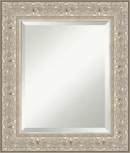 Vista 15 de Amanti Art - Espejo de baño plateado para sobre lavabo, espejo rectangular de níquel cepillado de 33x43, marco moderno extragrande, se cuelga