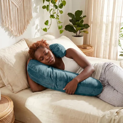 Vista 2 de Avana Uno - Almohada ajustable de espuma viscoelástica para dormir de lado, color azul