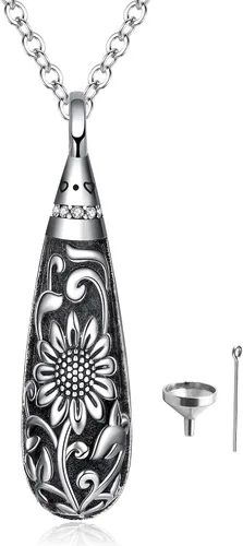 Vista 147 de Collar con colgante de urna de cenizas de cremación y árbol de la vida para mujer, plata de ley US1