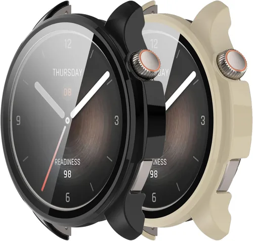 Vista 12 de Funda compatible con Amazfit Balance Frame PC funda protectora + película de vidrio templado para Amazfit Balance Smartwatch protectores de pantalla