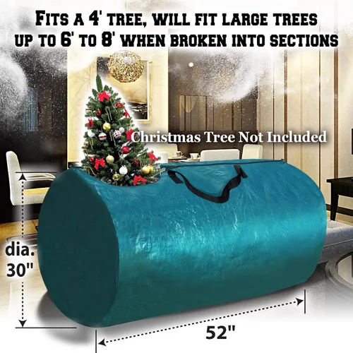 Vista 2 de BenefitUSA Bolsa de almacenamiento para árbol de Navidad artificial de alta resistencia de hasta 8 pies (verde)