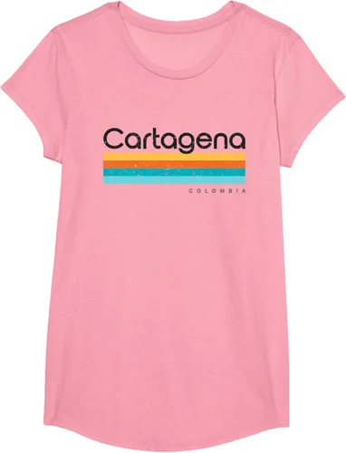 Vista 74 de Camiseta vintage de Cartagena Colombia con diseño retro, Blanco, S