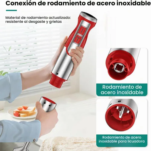 Vista 3 de Colarlemo Batidora de inmersión de mano 4 en 1 de 1800 W, batidora de mano para triturar hielo, alimentos para bebés, sopa, batidora de mano de 8