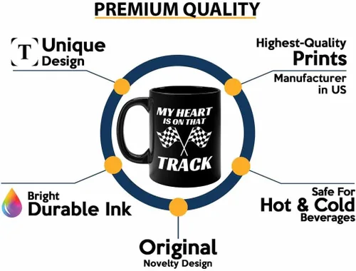 Vista 2 de Taza de café Racer de 11 onzas, color negro, On That Track - Fuel Speed Racer Car Guys Circuit Automotriz Racing Boy Regalos para él, papá, hombres