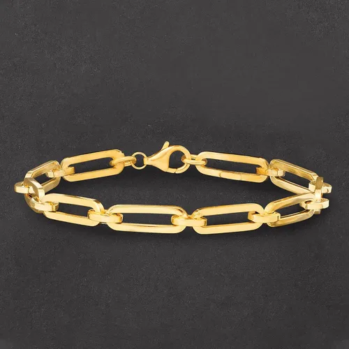 Vista 3 de Ross-Simons Italian 14kt Yellow Gold Alternating Paper Clip Link Bracelet