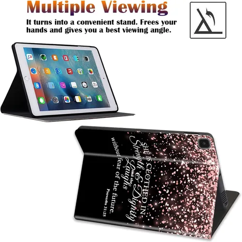 Vista 6 de Funda y posavasos para Samsung Galaxy Tab A7 Lite 2021, soporte ajustable a prueba de golpes para Samsung Tab A7 Lite de 8.7 pulgadas