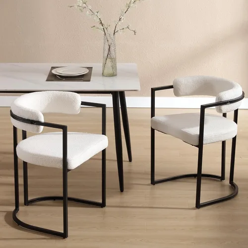 Vista 9 de Juego de 2 sillas de comedor de terciopelo gris, sillas de comedor modernas con respaldo cómodo, silla de comedor tapizada, sillón decorativo