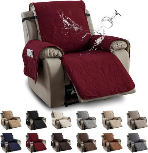 Vista 18 de Funda reclinable 100% impermeable para sofá biplaza, 4 piezas divididas para sofá reclinable de 2 asientos, funda de sofá reclinable antideslizante
