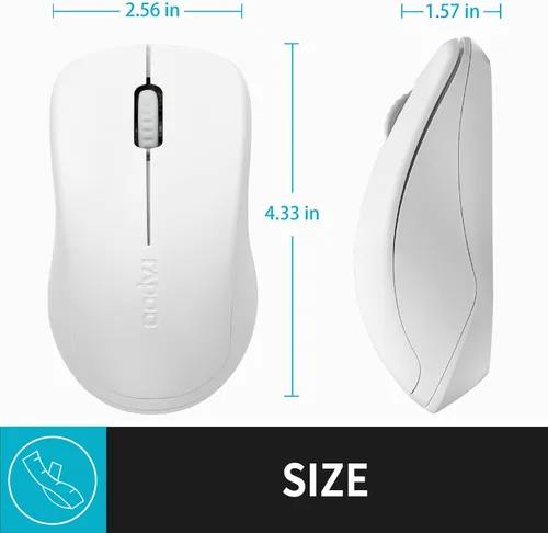 Vista 7 de Rapoo Ratón inalámbrico silencioso 1680, 2.4 GHz inalámbrico con receptor USB, 1K DPI, mouse de computadora de 3 botones con duración de batería