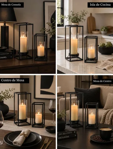 Vista 7 de Juego de 2 candelabros decorativos para interiores y exteriores Negro