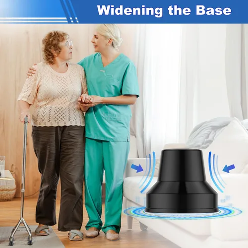 Vista 3 de YF Quad Cane Tips (4-Pack) – Heavy Duty 1/2 Inch Replacement Rubber Foot – Non-Slip Base/End for Extra Stability – Durable Accessories for Walking