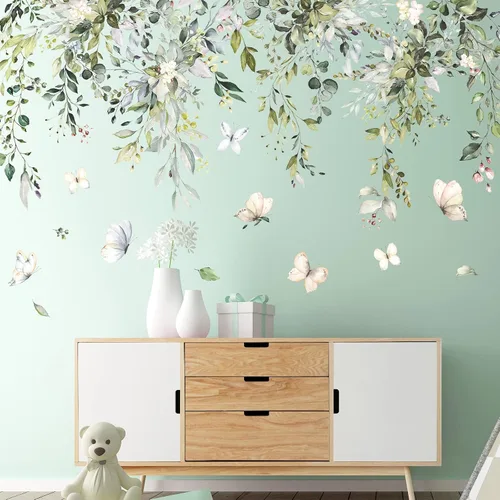 Vista 8 de Amaonm - Calcomanías de pared creativas extraíbles para colgar hojas verdes y vides, calcomanías de pared 3D para el hogar, esquina de pared