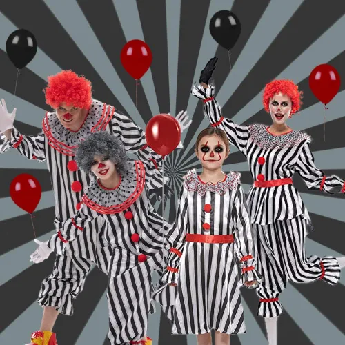 Vista 3 de Disfraz de payaso de circo espeluznante de Halloween para mujer de EraSpooky Multicolorido