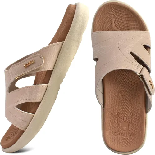 Vista 3 de KuaiLu - Sandalias ortopédicas de moda para mujeres, ligeras, tipo tenis deportivos, con plantilla de goma suave. Sandalias con cierre tipo slip-on