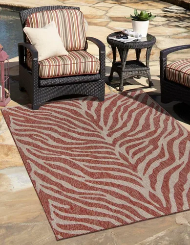 Vista 18 de Unique Loom Outdoor Safari Collection - Alfombra de área - Tsavo (2' x 3' 1", rectangular, azul/marfil)
